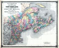 New England and the Provinces of Quebec, New Brunswick, Nova Scotia, and Prince Edward Island Map, Illinois State Atlas 1875